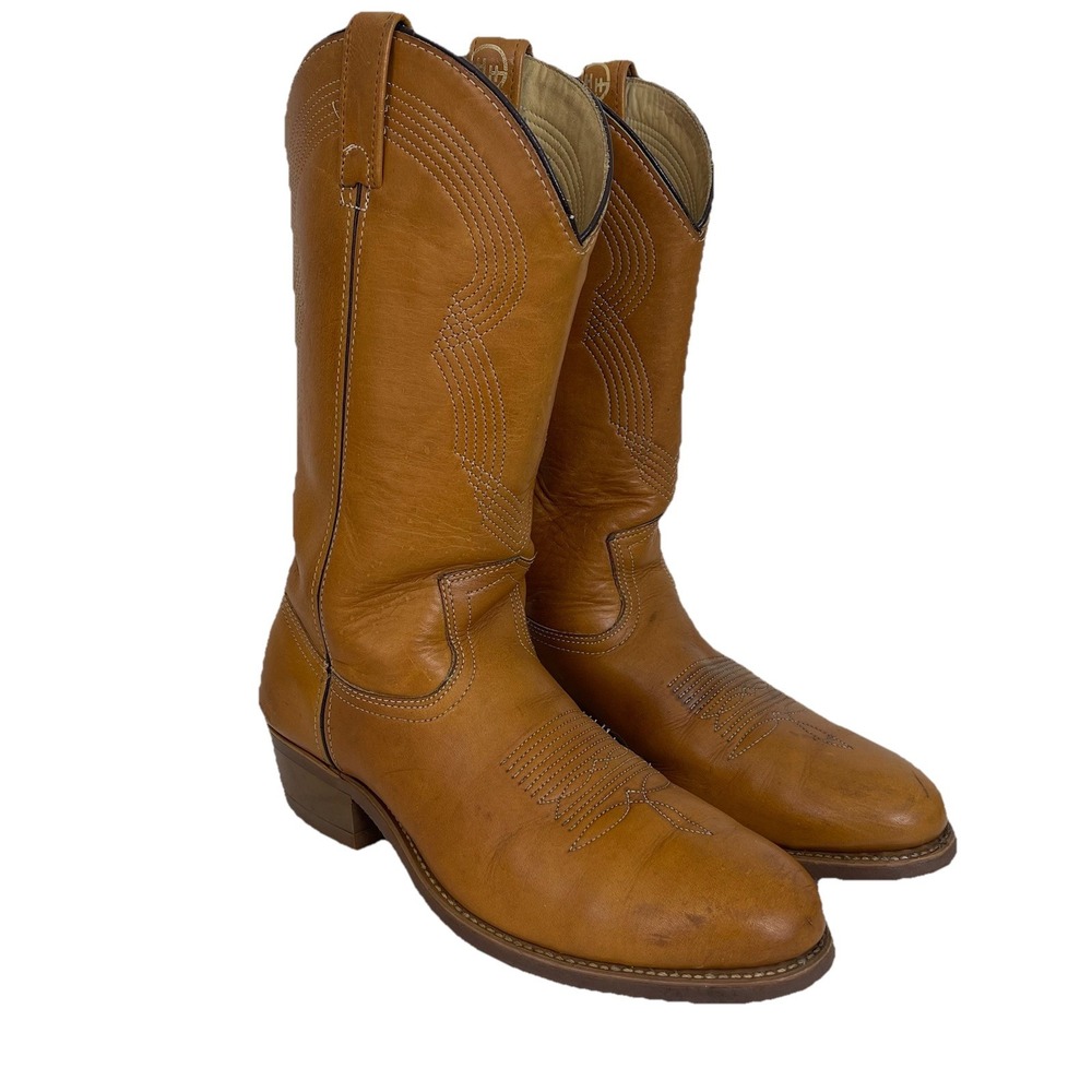 Double H Camel Brown Men's Round Toe Western Work Oil Resistant boots - Size 10